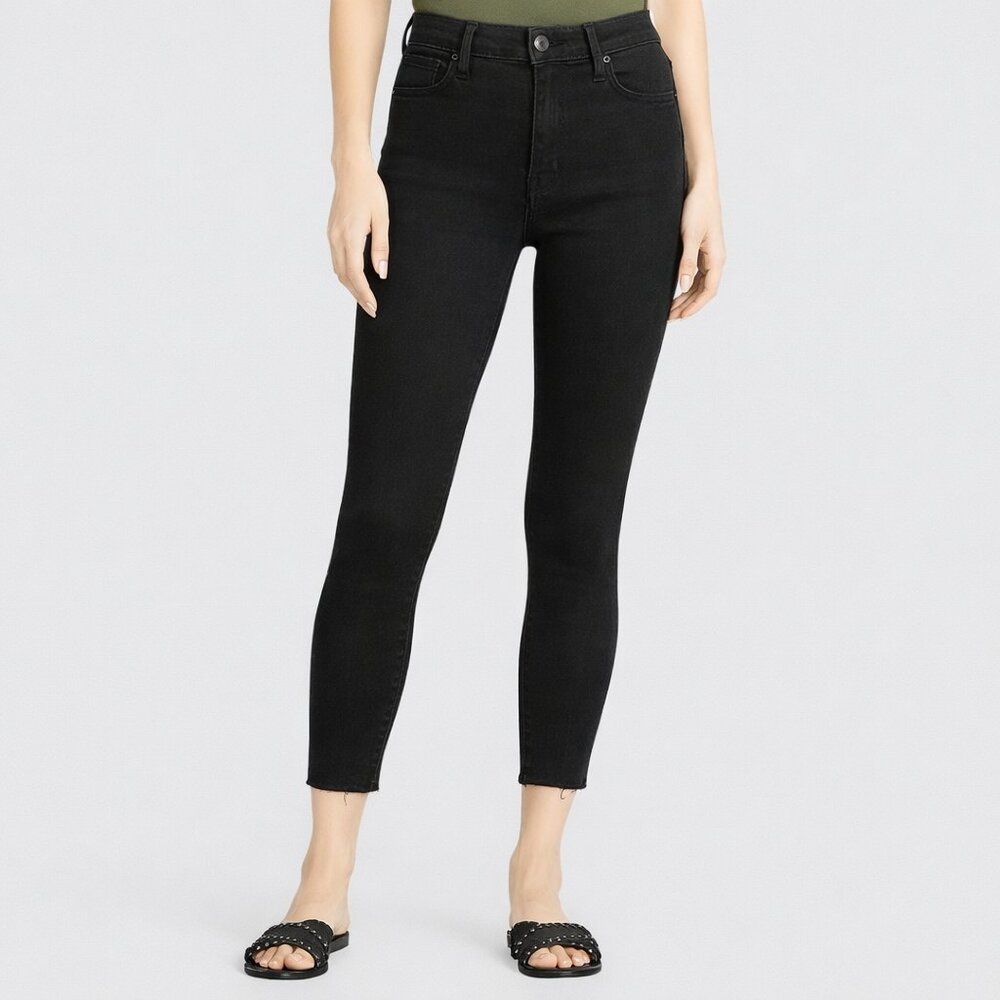 Sam Edelman The Stilleto High Rise Fray Hem Crop Faded Skinny Black Jeans 27